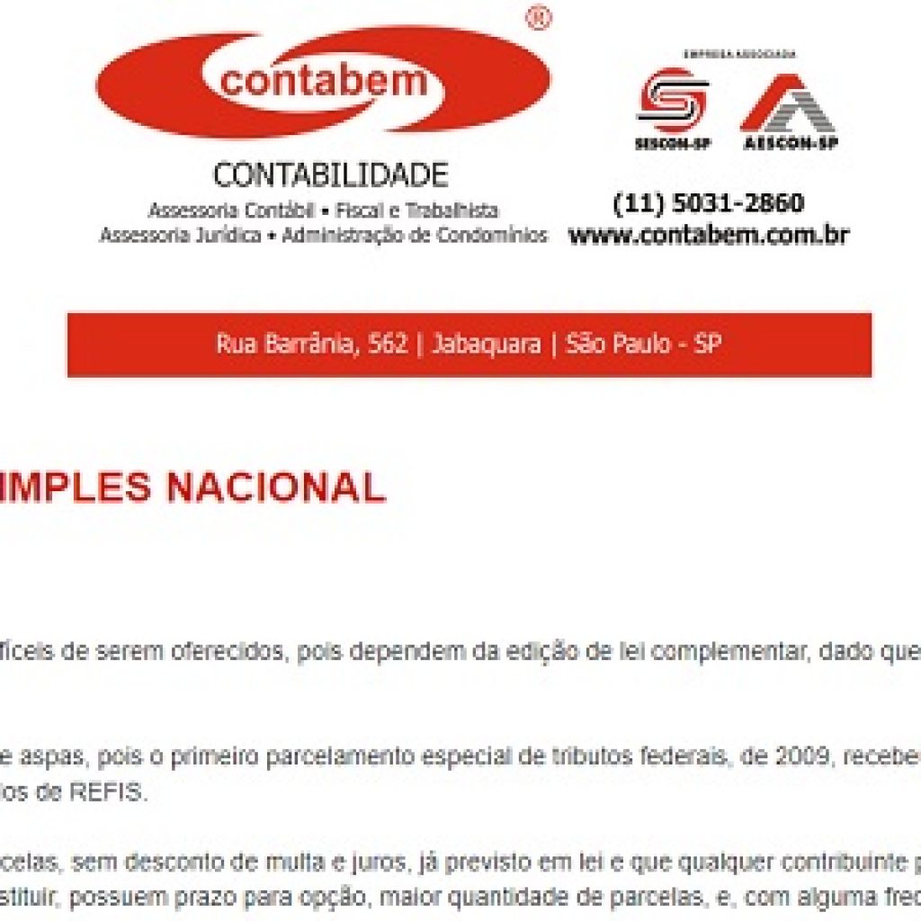 refis do Simples no Contabem