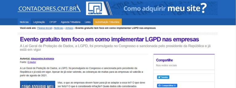 Contadores divulga evento de LGPD